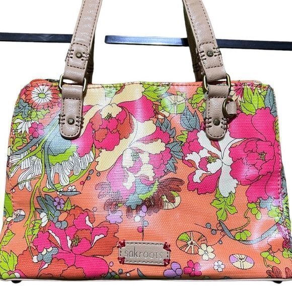 Sakroots‎ Women's Floral Print Peace Handbag Pink - Picture 1 of 7